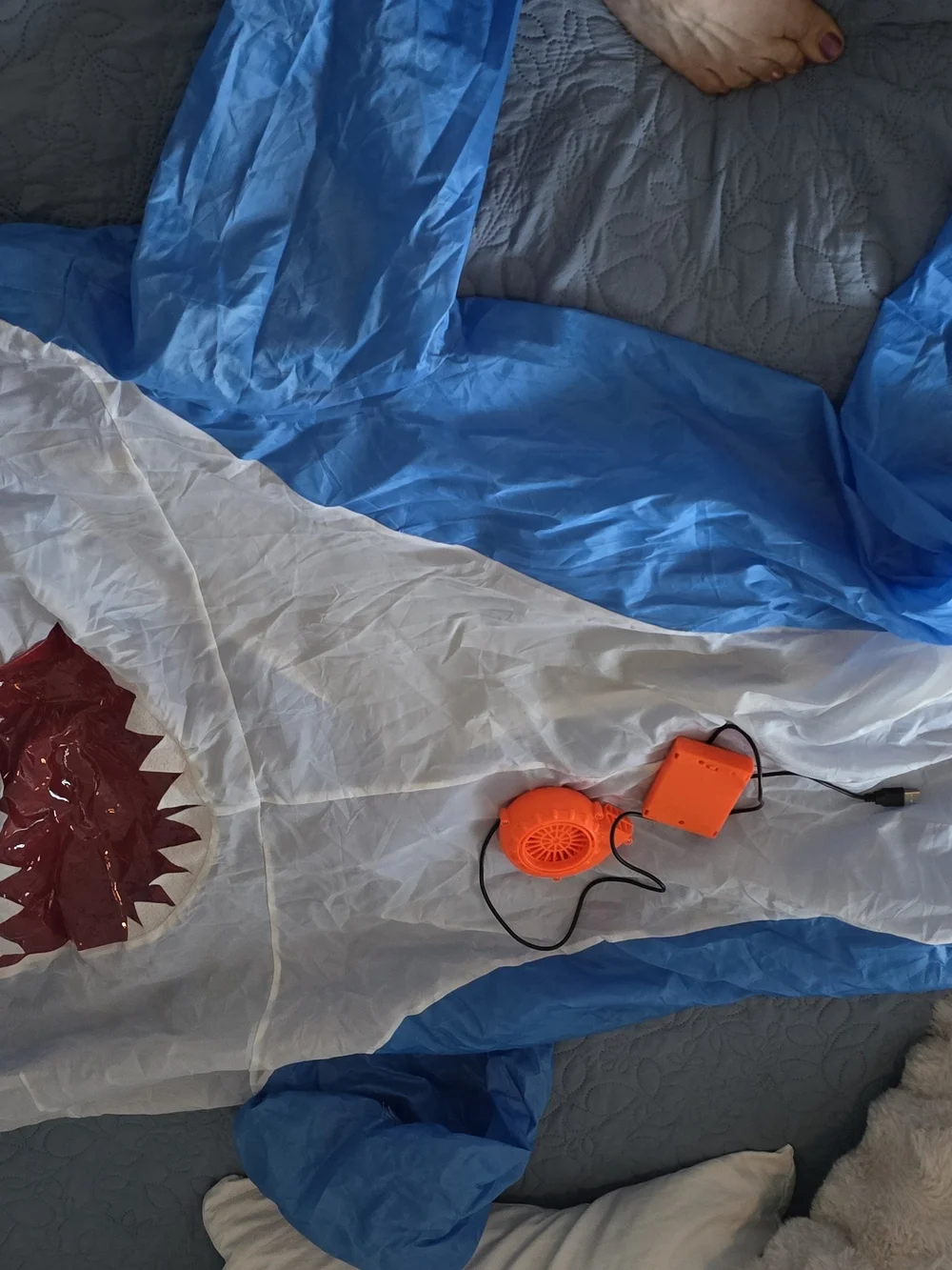 Blue and White Baby Shark Adult Inflatable Costume